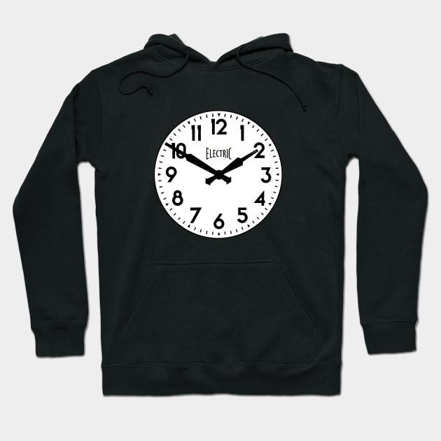 Vintage Electric Railway Station Clock - White Hoodie by caseofstyle